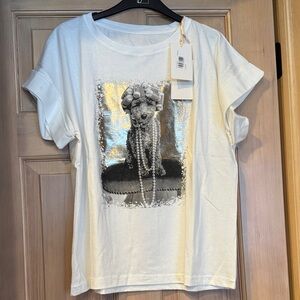 NWT - Rollers & Pearls ITALIAN White T-Shirt